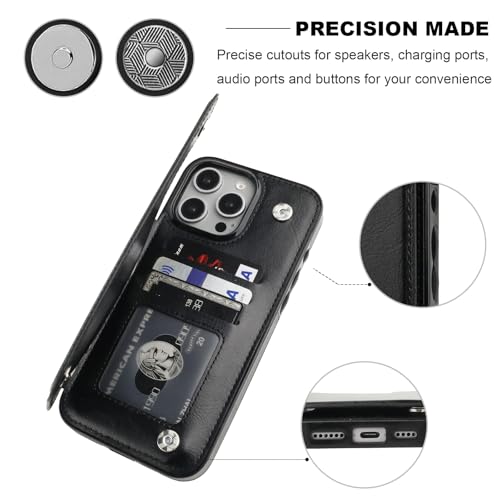 ONETOP for iPhone 16 Pro Max Wallet Case with Credit Card Holder,Black - color: Black