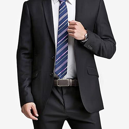 SENDEFN Men's Leather Belt Automatic Ratchet Buckle Slide Belt for Dress Casual Trim to Fit with Gift Box - color: C-coffee-9, size: 46" to 52" Waist Adjustable