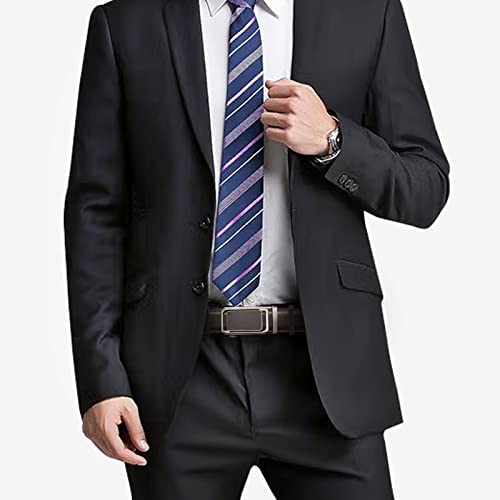 SENDEFN Men's Leather Belt Automatic Ratchet Buckle Slide Belt for Dress Casual Trim to Fit with Gift Box - color: C-coffee-9, size: 32" to 38" Waist Adjustable