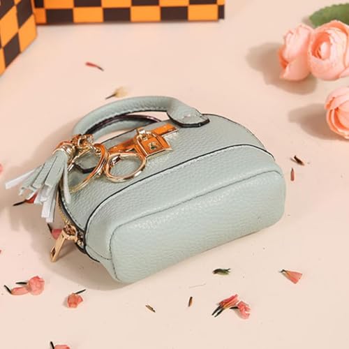 Womens Unique Change Purse Creative Mini Tote Bag Charms Leather Coin Keychain Wallet (Red) - color: Red