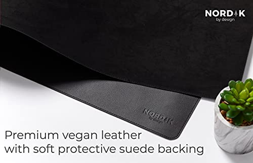 Nordik Leather Desk Mat - Pebble Black - Large Leather Desk Pad (35x17 in) | Premium Vegan Leather Desk Pad with Cable Organizer, Giftable, Extended Waterproof Mouse Mat, Non-Slip Desk Pad Protector - color: Pebble Black