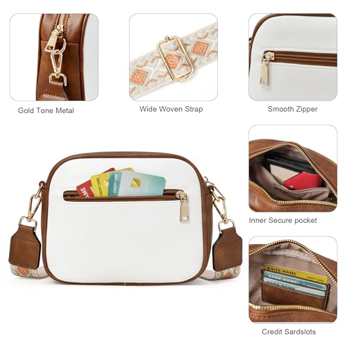 GOIACII Top-Handle Crossbody Bags for Women Soft Leather Trendy Purse Circle Handbags Small - color: D03 White and Brown