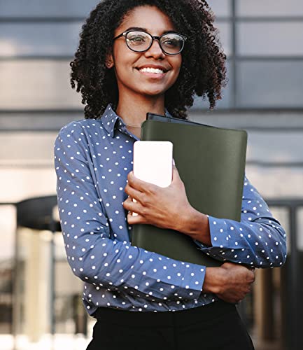 MoKo 14 Inch Laptop Sleeve Bag PU Leather Slim Protective Carrying Case | Laptop Carrying Case Fits MacBook Pro 14-inch M3/M2/M1, Midnight Green - color: Midnight Green, size: 14 Inch