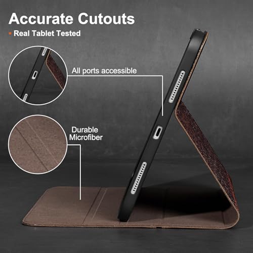 Gexmil Leather Case for iPad Air 11 Inch M4/M3/M2,10.9 Inch,Crocodile Brown | Genuine Leather Cover for iPad Air 2026/2025/2024/2022/2020,Smart Folio Pencil Holder,Protective,Adjustable Stand - color: Brown Crocodile
