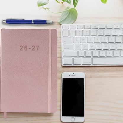 26-27 Academic Planner - Weekly and Monthly Planner, Jul 2026 - Jun 2027, Holidays, Contacts and Notes Pages, Vegan Leather Cover, Elastic Closure, 5.5”x8.25”, Rose Gold - color: Rose Gold, size: 5.5”x8.25” (26-27)