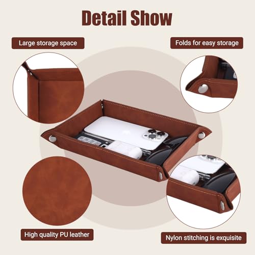 To My Dad Gifts,Leather Tray Engraved Personalized Gifts Unique Dad Birthday Gifts from Daughter Son,Valet Tray Desktop Storage Organizer (I know DAD) - color: I Know Dad