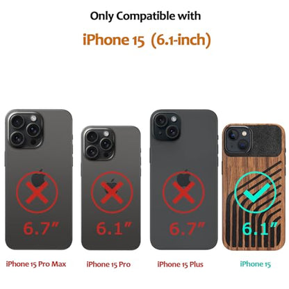 Magnetic Case Compatible with iPhone 15 Case [Compatible with MagSafe] Wood and Leather Carbon Fiber Design Hybrid Shockproof Phone Case 6.1" (Wood and Leather) - color: Wood Leather, size: iPhone 15