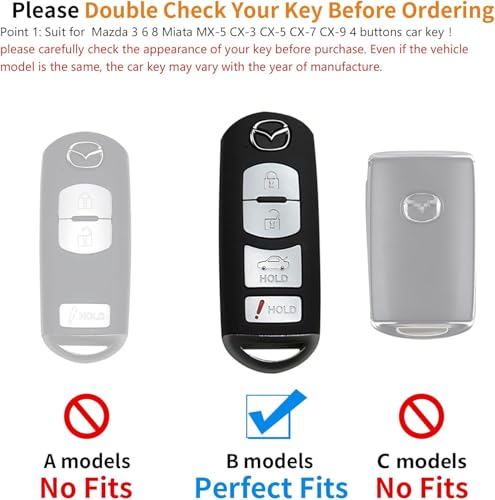 Car Key Fob Case, for Mazda 3 6 8 Miata MX-5 CX-3 CX-5 CX-7 CX-9 4 buttons car key Series Car Key Fob Case Cover Accessories (4 Button),Style B: Black - color: Style B: Black