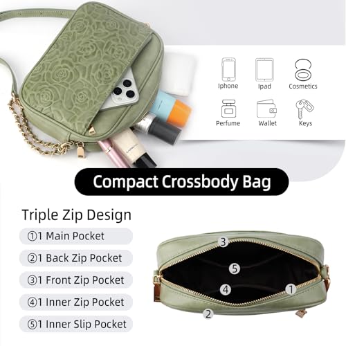 Small Purses for Women, Embossed Vegan Leather Crossbody Bag | Adjustable Strap, Trendy Crossbody Purse for Daily Travel, Thoughtful Gift for Women - color: Green