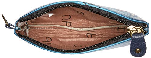 Anna by Anuschka Women's Hand Painted Leather Coin Pouch Purse - color: Portuguese Parrot Denim
