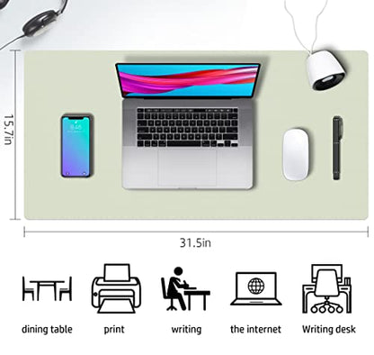 Aothia Double-Sided PU Leather Desk Pad - Non-Slip Large Mouse Pad & Desk Mat for Office, Home - Waterproof, Easy to Clean, Durable Dual-Sided Surface (31.5" x 15.7", Matcha Green) - color: Matcha, size: 31.5" x 15.7"