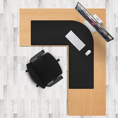 Cacoy L-Shape Desk Mat, 35.4"x39.4" Leather Corner Computer Desk Pad, Black | Waterproof L-Shaped Office Desk Pad Blotters, PU Leather Corner Desk Cover Mat, L Shaped Gaming Mouse Pad for Office and Home - size: 39.4" x 35.4"