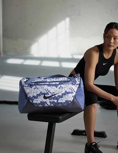 Nike Unisex Adult Gameday Brasilia X Training Duffel Bag (24L, 40L, 60L, or 95L) | Mens and Womens - color: All Over Print/Diffused Blue/Black/Black, size: Medium