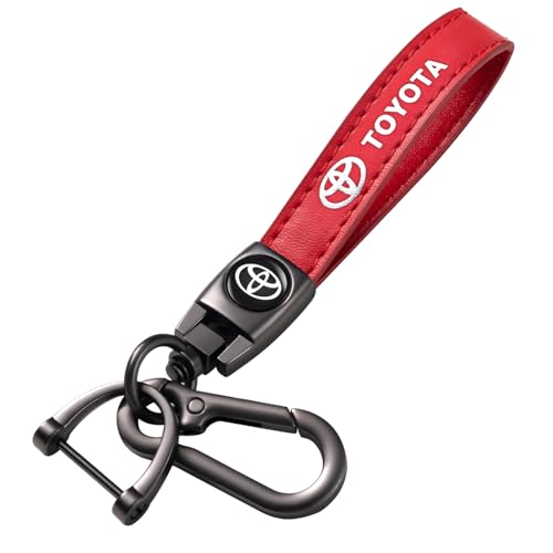 Leather Car Keychain Key Ring for Men and Woean, Key Fob Car Accessories Family Present(red) - color: Red-a04
