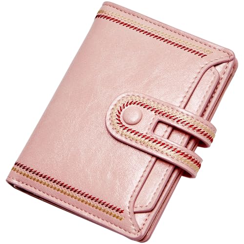 TFKGS Small Wallet for Women Vegan Leather RFID Blocking Bifold Compact Credit Card Holder with Zipper Coin Pocket Pink - color: 3-Pink