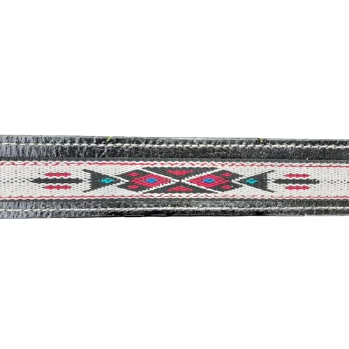 Authentic Handmade Mexican Leather Belt for Men – Western Cowboy Style with Silver Buckle - color: Black, size: 48