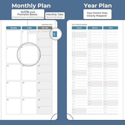 Weekly Monthly 2026-2027 Planner (July 26-Dec 27),6.5"x3.75" | 18 Months Agenda Plan with Month Tabs & Pocket,Expenses/Note Pages, Academic Calendar with Vegan Leather Cover,Blue - color: Blue, size: Pocket-6.5" x 3.75"