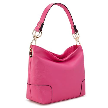Montana West Hobo Bags for Women Top Handle Satchel Shoulder Purse Bucket Handbag - color: Special-hot Pink