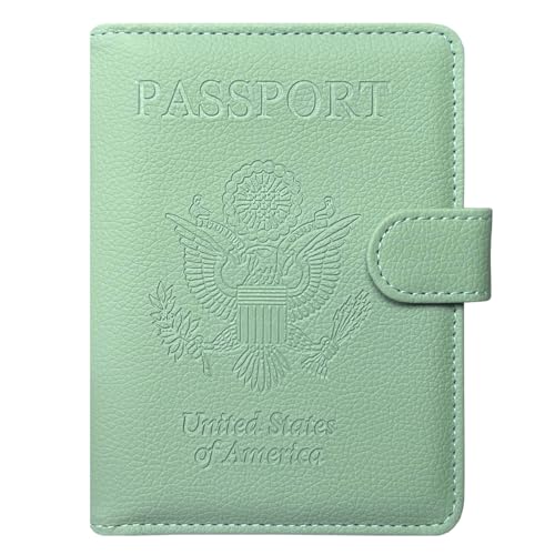 Passport Holder Cover, ACdream Protective Premium Leather RFID Blocking Wallet Travel Case for Passport/Credit Card/Air Ticket, - color: **Agave Green