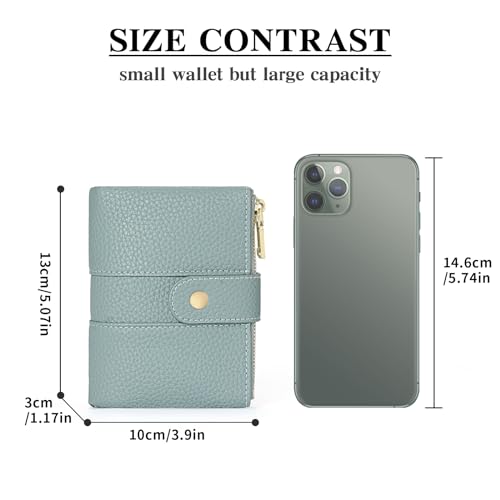 GOIACII Small Wallet for Women with Double Zipper Pocket RFID Blocking Ladies Wallet Leather - color: C01 Light Blue