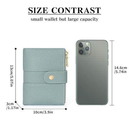 GOIACII Small Wallet for Women with Double Zipper Pocket RFID Blocking Ladies Wallet Leather - color: C01 Light Blue