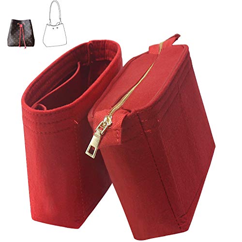 Bag Organizer, Bag Shaper Purse Insert Felt Organizer Fit in NeoNoe Noé and other Bucket Bags - red - color: red