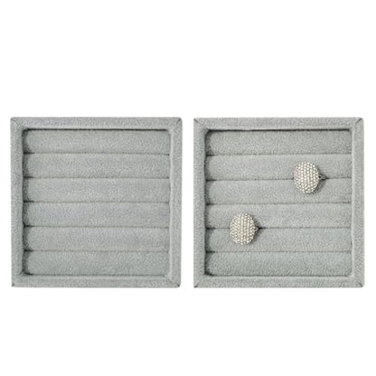 Small Ring Display Tray for Drawer, 5 Slots Earring Organizer - color: Grey