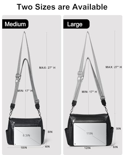 Bluome Crossbody Purses for Women, Medium Large Faux Leather Crossbody Bags Lightweight Sling Bag Shoulder Handbags - color: Black, size: Medium 7L