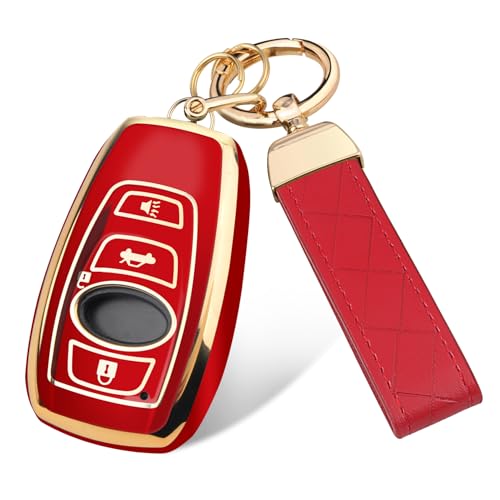 FT FUNTOR for Subaru Key Fob Cover with Keychain - color: B-red