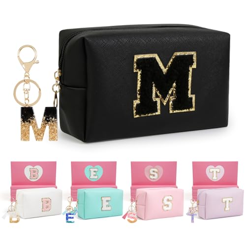 AIBFRID Birthday Gifts for Women Her,Travel Cute Makeup Bag,Large Capacity Cosmetic Bags for Women Makeup Pouch PU Leather Waterproof Cosmetic Bag (M, Black) - color: Black, style: M