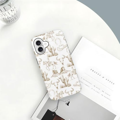 Case Compatible with iPhone 16 Plus,Hybrid 2-Layer Hard Shell,Shockproof Soft for Girl Women,Western Brown Cowboy Skull Wild - color: Western Brown Cowboy Skull Wild, size: iPhone 16 Plus