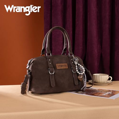 Wrangler Doctor Bag Top Handle Purse Hobo Shoulder Barrel Satchel Handbags for Women - color: Suede Coffee