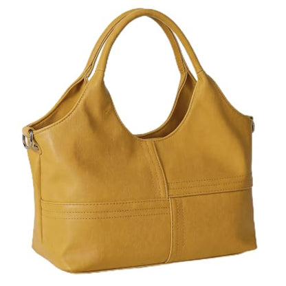 KOGTLA Medium Vegan Leather Purses for Women with Detachable Satchel Strap, Ladies Handbags, Tote Hobo Bags with Two-Handle - color: Yellow