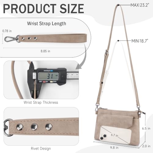 APHISON RFID Wristlet Wallets Clutch Purses For Women, Cell Phone Wallet Purse Shoulder Crossbody Bag with Card Holder - color: 08-apricot