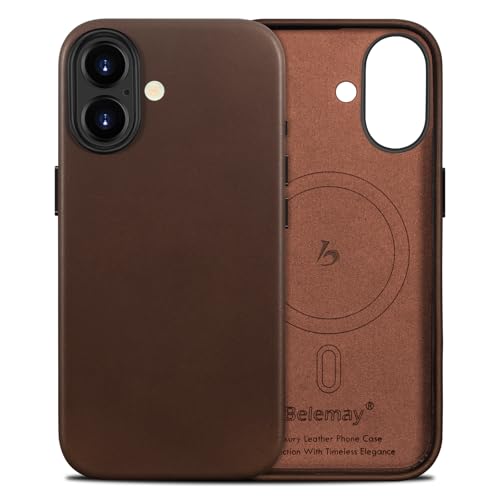 Belemay Vegetable-Tanned Leather Case for iPhone 17 Compatible with MagSafe - color: Bourbon brown, size: iPhone 17