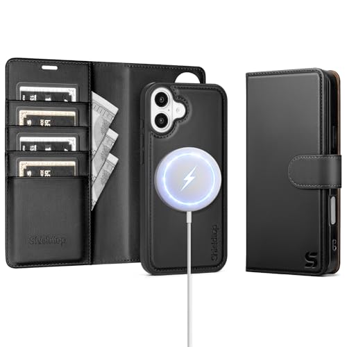 Shieldtop Compatible with MagSafe iPhone 16 Plus Wallet Case,Black | 2 in 1 Detachable Magnetic,Credit Card Holder Slots,RFID Blocking,PU Leather,Kickstand,Flip Folio Phone Cover for Men & Women - color: Black, size: iPhone 16 Plus - 6.7"