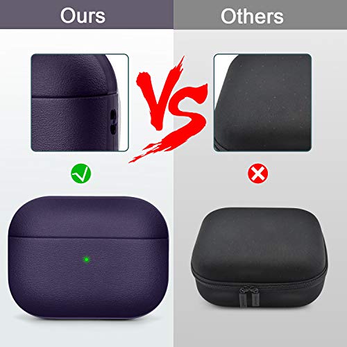 JIELIELE Upgrade Cover Compatible with Airpods Pro Case, Leather Texture Full-Body Protective Case Cover Compatible with Airpods Pro,Wireless Charging and Front LED Visible (Burgundy) - color: E-Purple, size: Airpods Pro 1 Case
