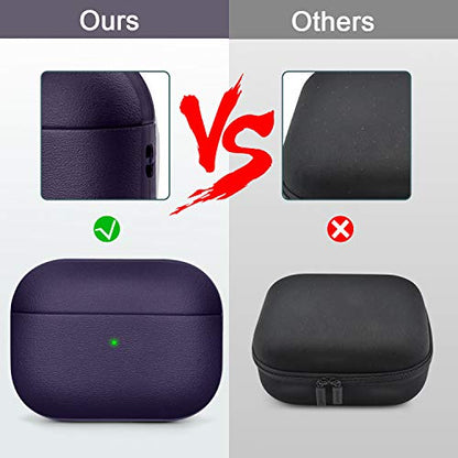 JIELIELE Upgrade Cover Compatible with Airpods Pro Case, Leather Texture Full-Body Protective Case Cover Compatible with Airpods Pro,Wireless Charging and Front LED Visible (Burgundy) - color: E-Purple, size: Airpods Pro 1 Case