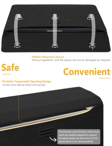 HYZUO 13.3-14 Inch Laptop Case Sleeve with Adjustable Stand, Black | for MacBook Pro 14 M5/M4/M3/M2/M1 Pro/Max A3426 A3427 2026-2021, MacBook Air/Pro 13.3, 13.8-13.5 Surface Laptop - color: Black, size: 13.3-14 Inch