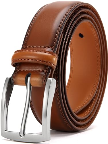 Mens Dress Belt - Genuine Leather Dress Belts For Men,Casual Suit Jeans Belt-Single Prong Buckle black belt - color: 05 Tan, size: Fits 34" to 38" waist