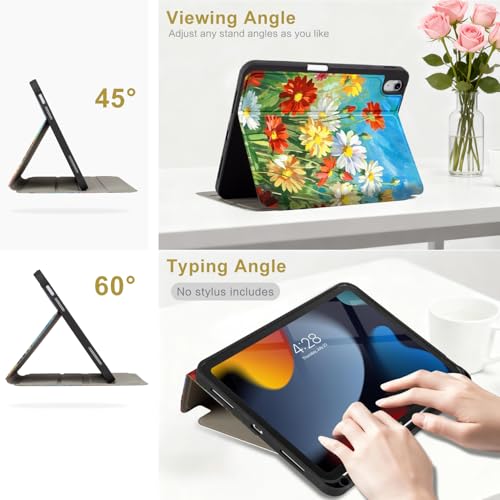 Lokigo New for iPad (A16) 11th Generation Case 11 Inch 2025, iPad 10th Generation Case 10.9 inch 2022 with Pencil Holder, Support Touch ID, Oil Painting Daisy - color: Colorful Daisy