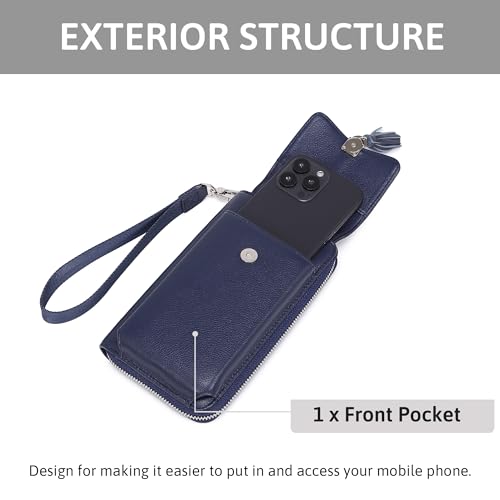 Small Crossbody Bags for Women Leather Phone Purse RFID Credit Cards Wallet with Adjustable Strap - color: New Royal Blue