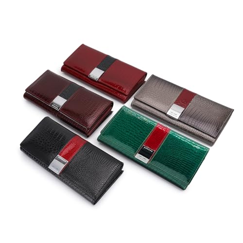 Women's Long Leather Wallet, Grayish | Credit Card Holder, Casual, Fashion Clutch, Purse - color: grayish