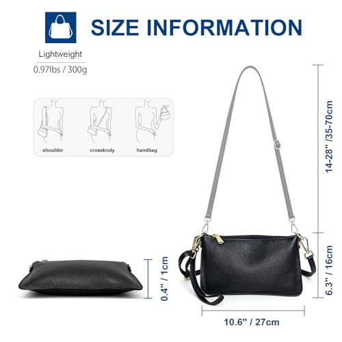 Sursee Genuine Leather Crossbody Bag for Women Convertible Wristlet Clutch Shoulder Handbag for Travel Work Daily Use - color: Blue
