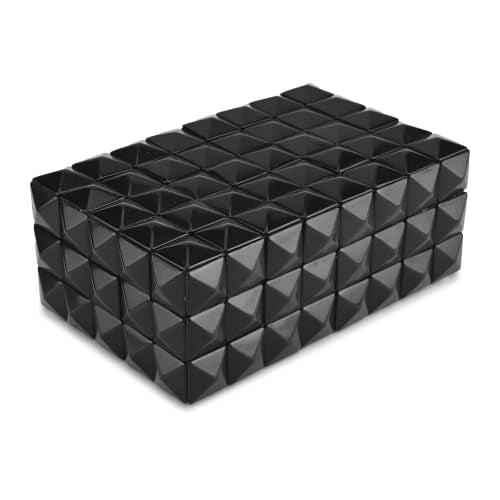 Perilla Home Large Decorative Storage Box – 8" x 5" x 3" – Black MDF with Madison Black Resin Finish – Wooden Keepsake Chest for Blankets, Crafts & Home Organization - color: Black