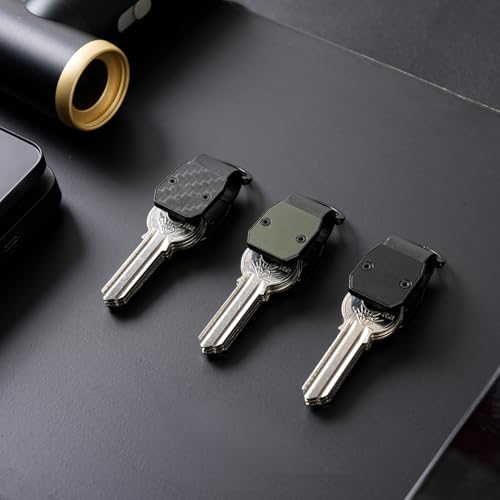 Compact Aluminum Mini Key Organizer Holder Keychain with Carabiner Clip. | 34mm x 18mm x18mm, Up to 4 Keys Storage. - color: Aluminum - Mini - Carbon Fiber.