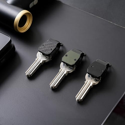 Compact Aluminum Mini Key Organizer Holder Keychain with Carabiner Clip. | 34mm x 18mm x18mm, Up to 4 Keys Storage. - color: Aluminum - Mini - Carbon Fiber.