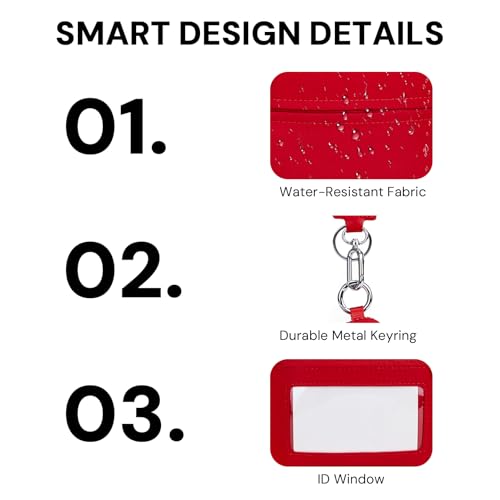 Small Wristlet Wallets for Women with Clear ID Window, Keychain Coin Purse | Organized Interior with 3 Card Slots, Inner Mesh Pouch, Lipstick Holder, Metal Key Ring and Detachable Wrist Strap - color: Red