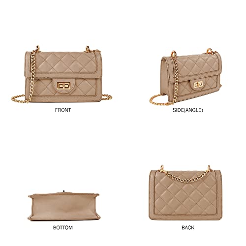 SG SUGU Small Quilted Crossbody Bag, Trendy Designer Mini Shoulder Bag, Phone Wallet Purse for Women - color: Taupe