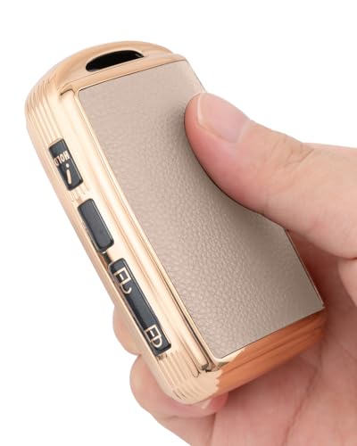 Soft Upper Leather TPU Key Fob Cover Case Fit for Mazda CX-3 | 360° Full Protection,Compatible with Mazda CX-3 CX-5 CX-9 2019-2026 Accessories with Keychain - color: Gold-edged Light Pink